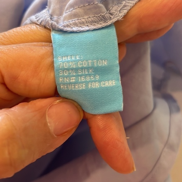 - J. McLaughlin Blue Off Shoulder 100% Cotton/Silk  Top Size Small - Picture 4 of 5